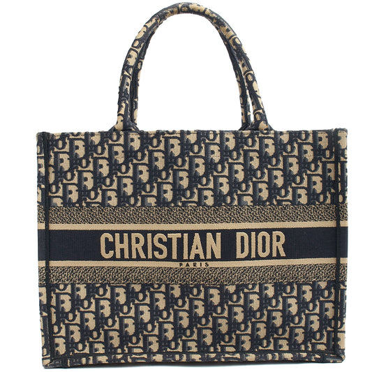Christian Dior Tote Book Tote - Large in Blue, Fabric — Front View