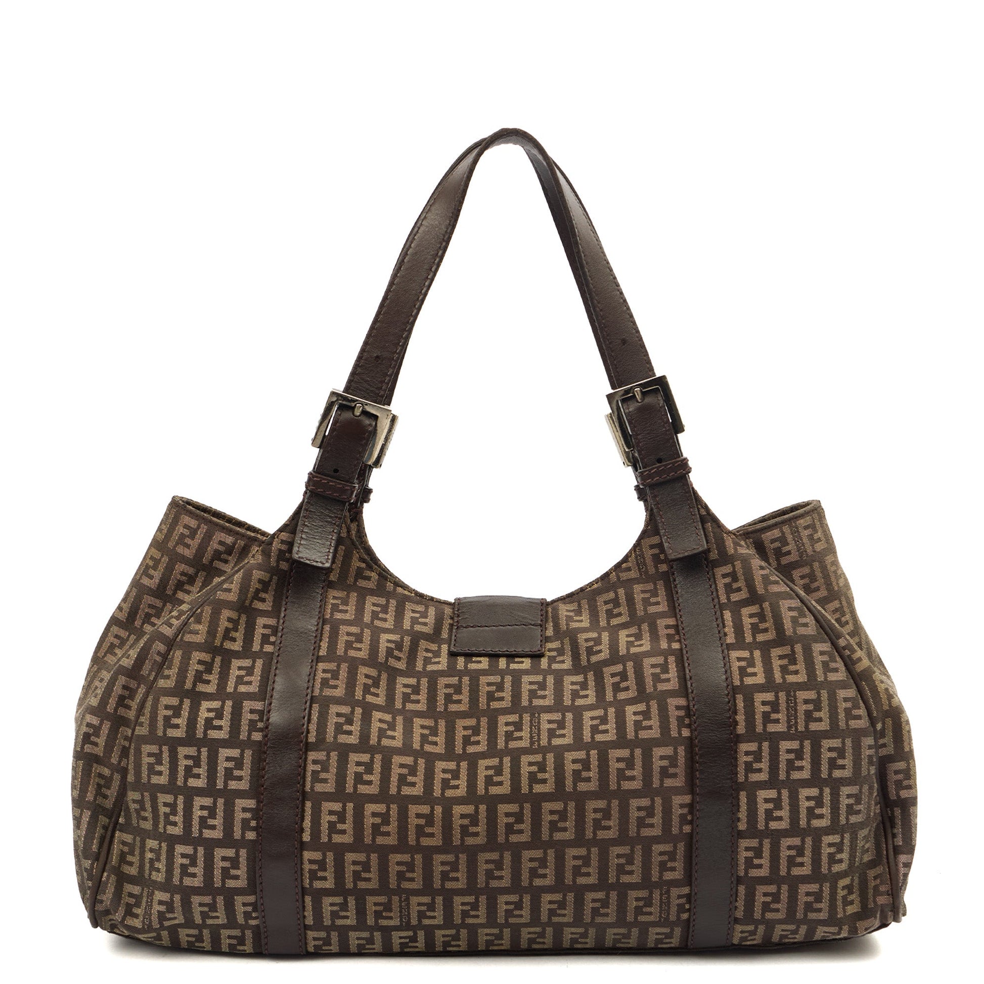 Fendi Tote Zucca Tote in Brown, Fabric — Detail View