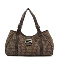 Fendi Tote Zucca Tote in Brown, Fabric — Front View