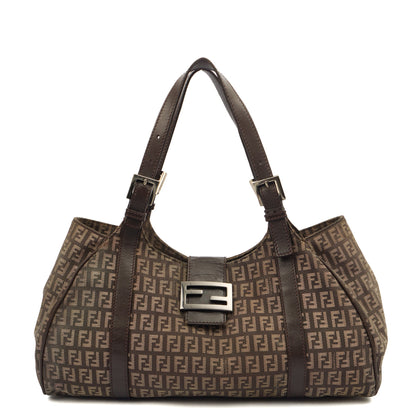 Fendi Tote Zucca Tote in Brown, Fabric — Front View