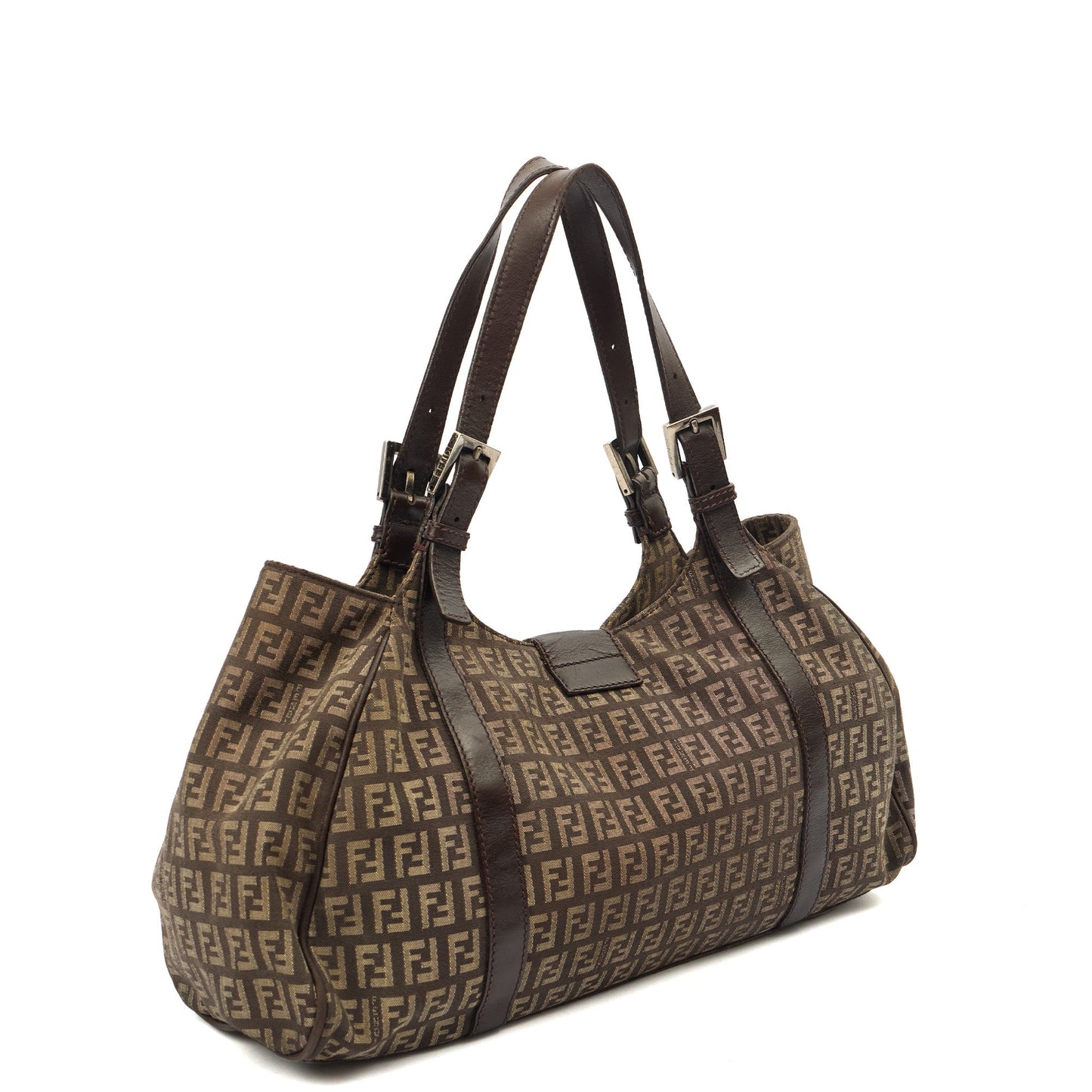 Fendi Tote Zucca Tote in Brown, Fabric — Top View