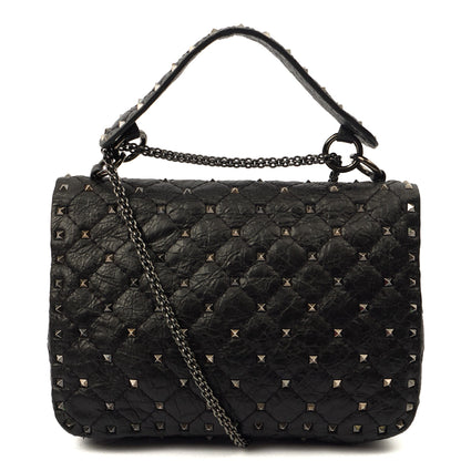 Valentino Shoulder Bag Rockstud Spike Medium in Black, Calfskin — Back View