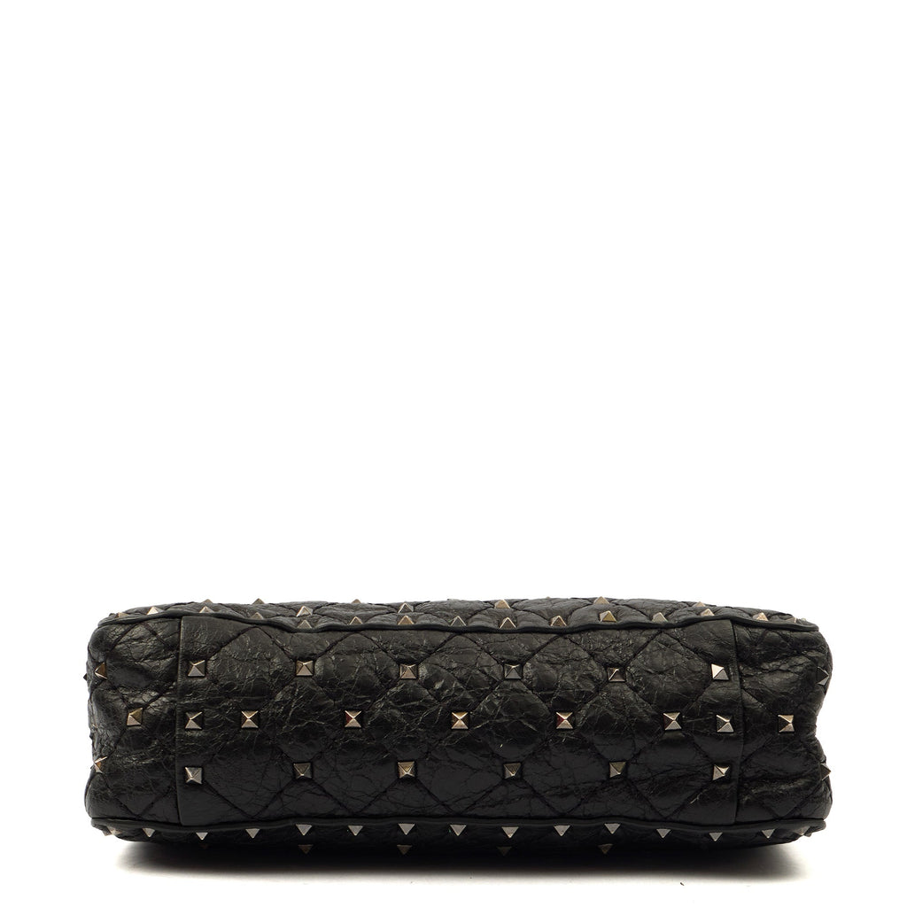 Valentino Shoulder Bag Rockstud Spike Medium in Black, Calfskin — Top View