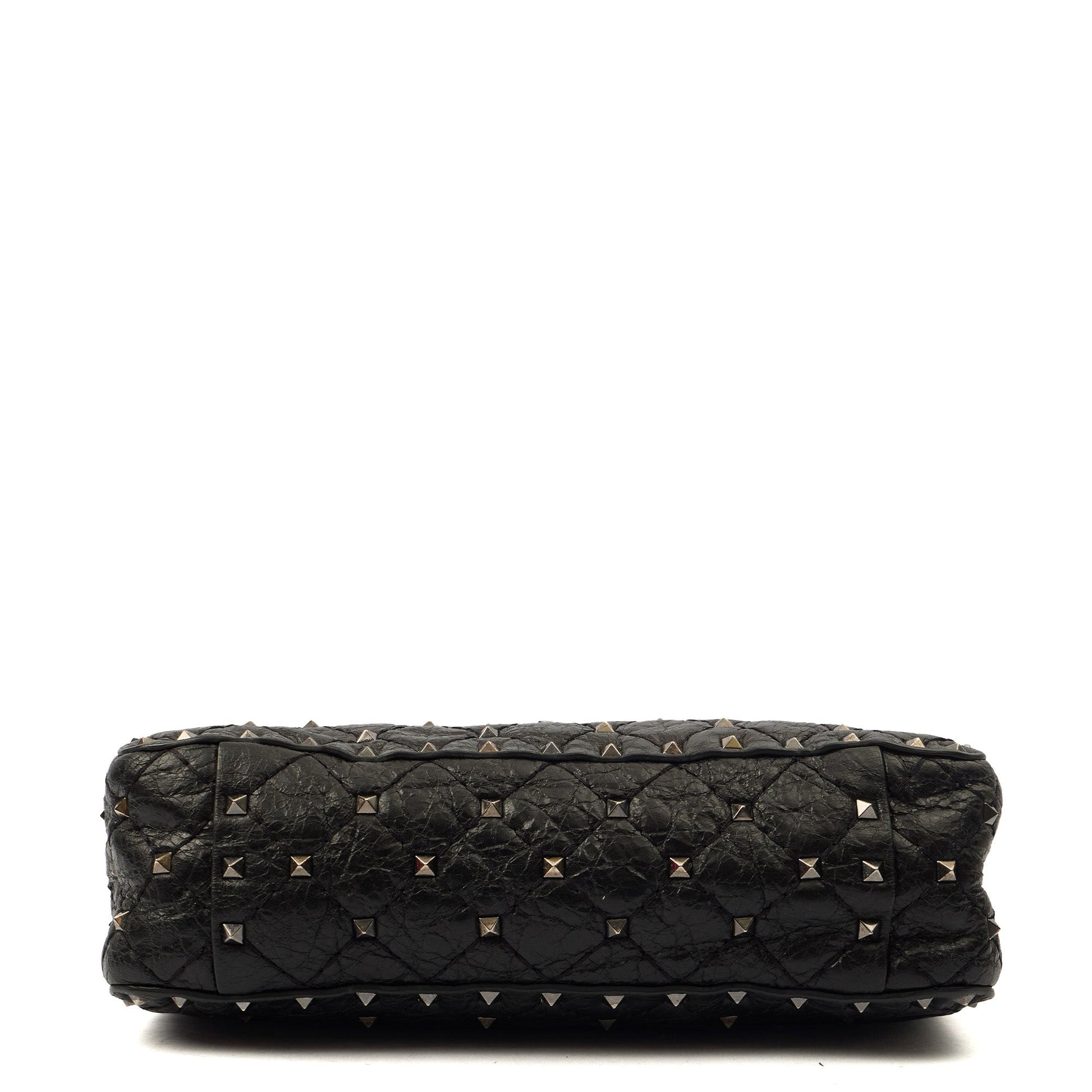 Valentino Shoulder Bag Rockstud Spike Medium in Black, Calfskin — Top View