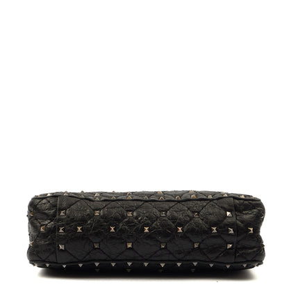Valentino Shoulder Bag Rockstud Spike Medium in Black, Calfskin — Top View