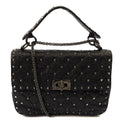 Valentino Shoulder Bag Rockstud Spike Medium in Black, Calfskin — Front View