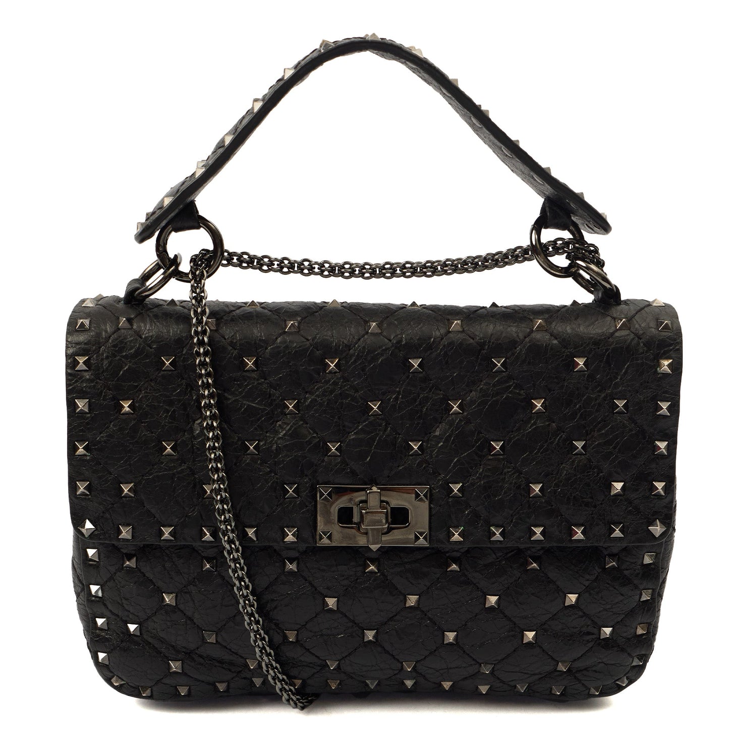 Valentino Shoulder Bag Rockstud Spike Medium in Black, Calfskin — Alternate View 7