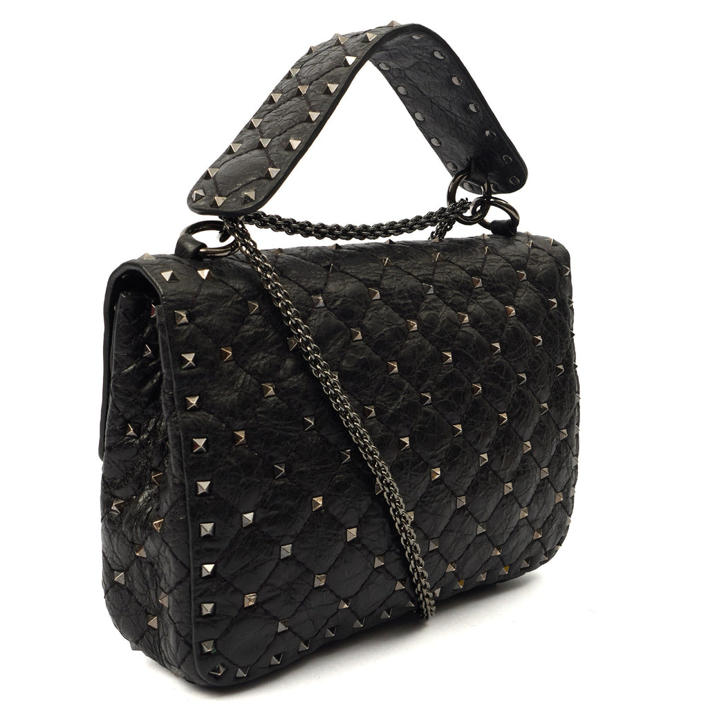 Valentino Shoulder Bag Rockstud Spike Medium in Black, Calfskin — Alternate View 8
