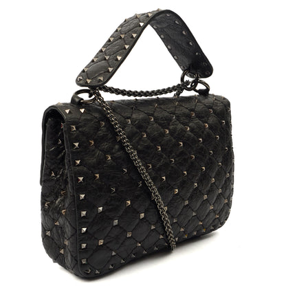Valentino Shoulder Bag Rockstud Spike Medium in Black, Calfskin — Alternate View 8