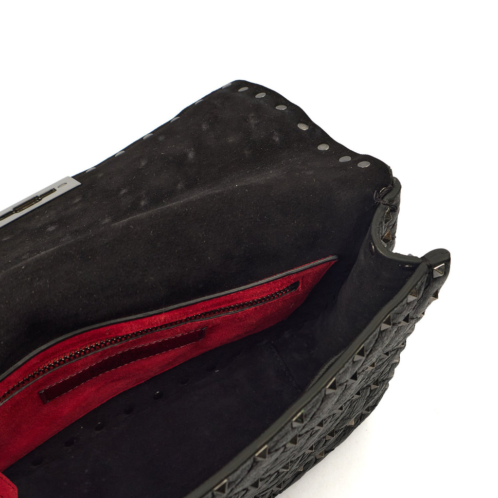 Valentino Shoulder Bag Rockstud Spike Medium in Black, Calfskin — Detail View