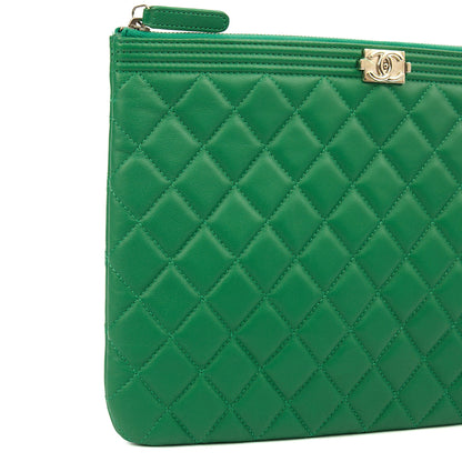 Chanel Clutch Boy Clutch in Green, Lambskin Leather — Alternate View 8