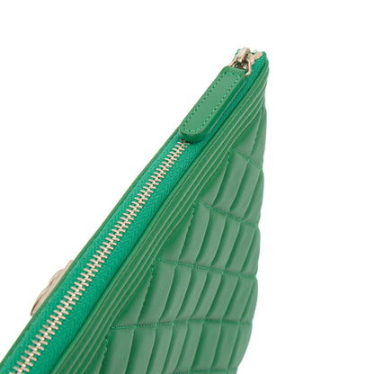 Chanel Clutch Boy Clutch in Green, Lambskin Leather — Lifestyle View
