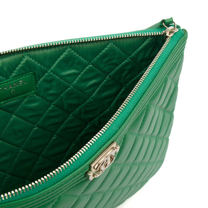 Chanel Clutch Boy Clutch in Green, Lambskin Leather — Alternate View 9