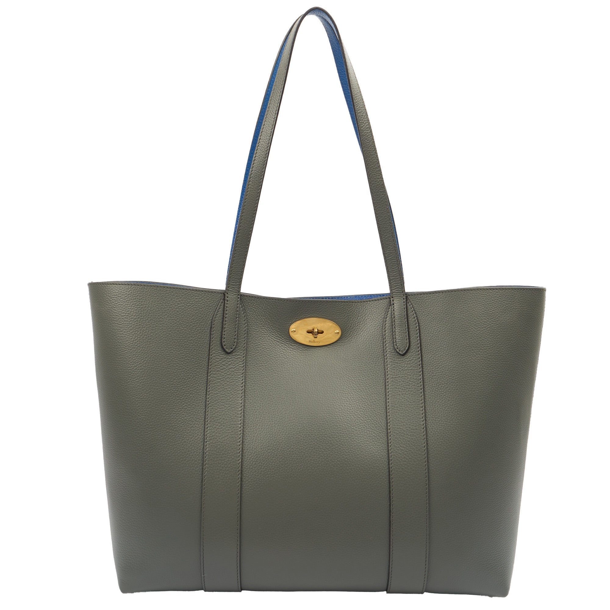 Mulberry Tote Bayswater Tote in Grey, Calfskin Leather — Front View