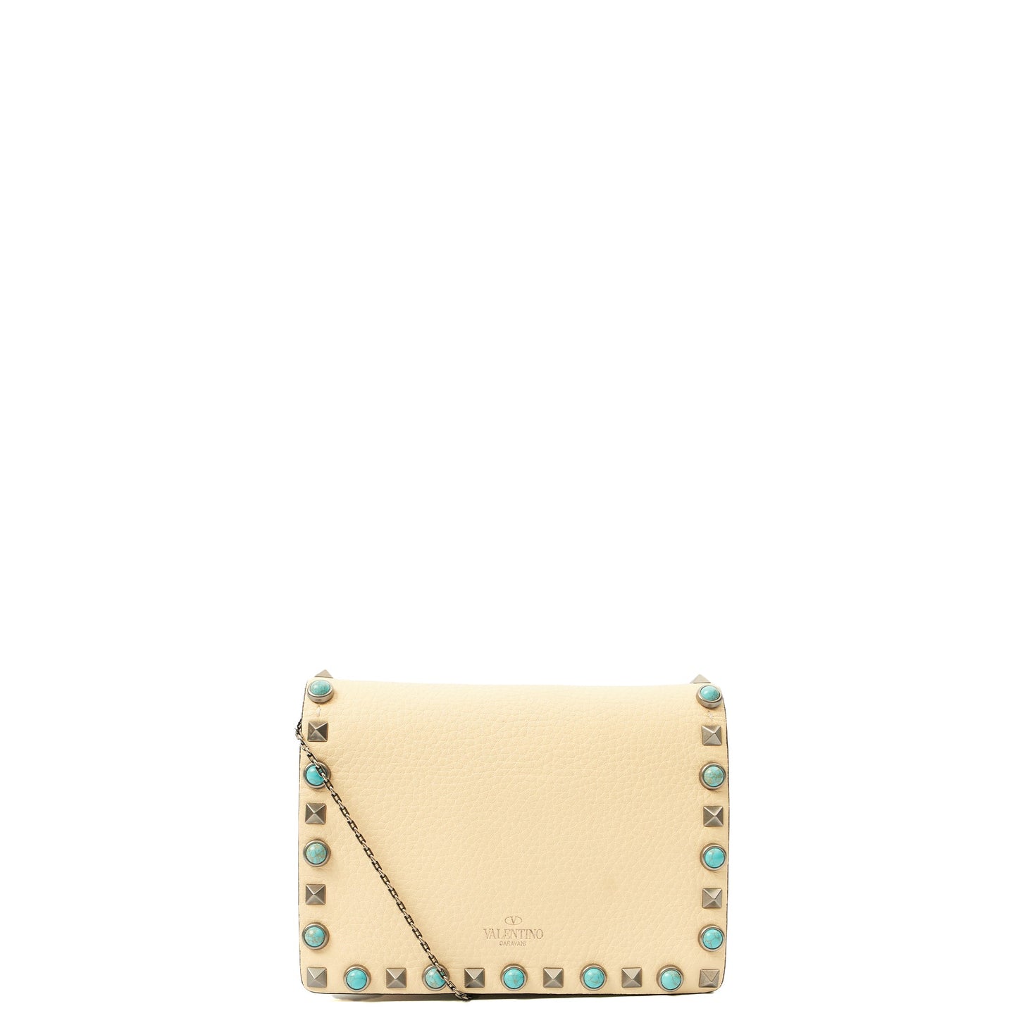 Valentino Cross Body Rockstud Crossbody Bag - Small in Neutral, Leather — Front View