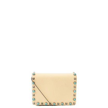 Valentino Cross Body Rockstud Crossbody Bag - Small in Neutral, Leather — Back View