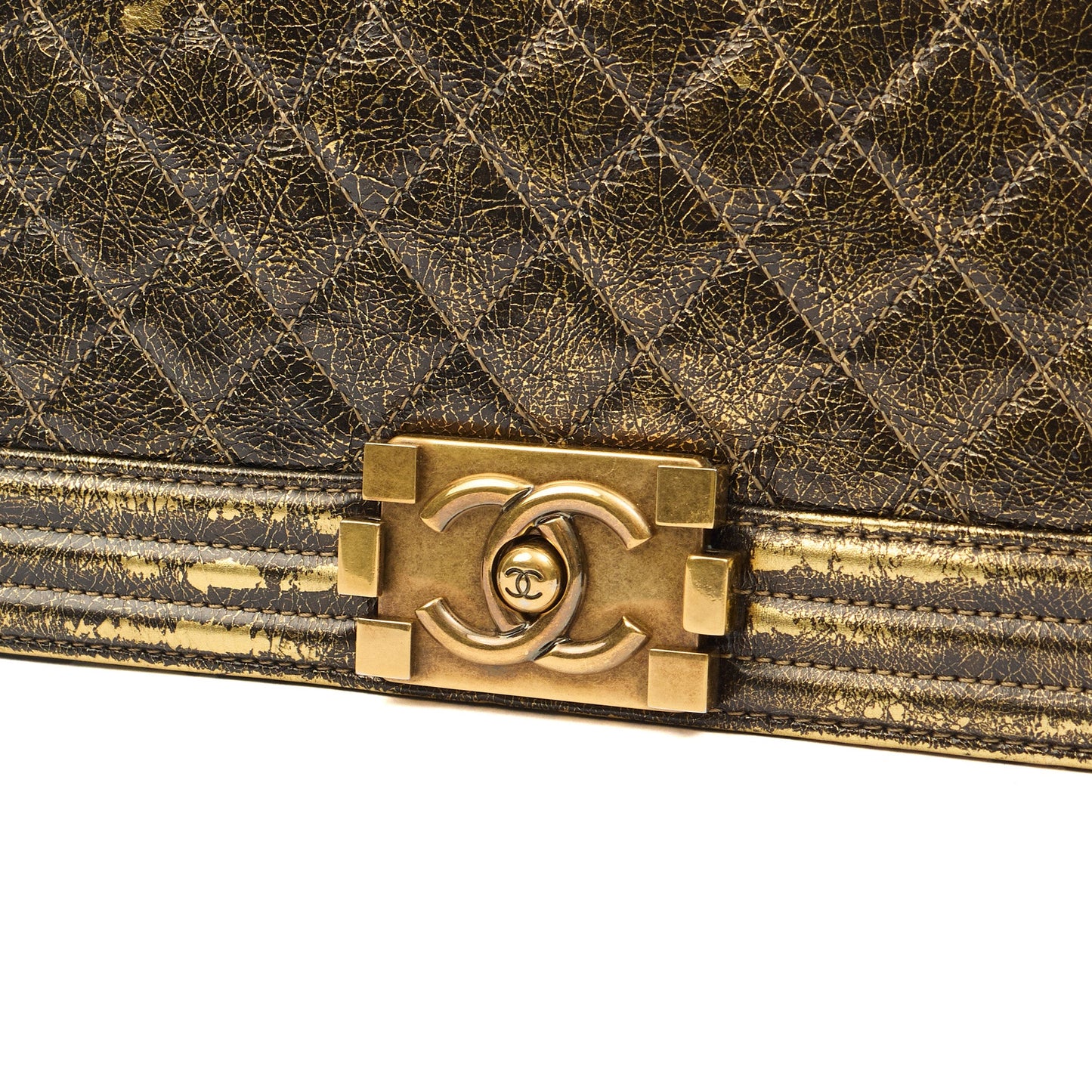 Chanel Shoulder Bag Boy - Medium in Metallic, Crinkled Calfskin Leather — Alternate View 14