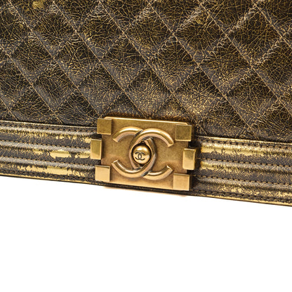 Chanel Shoulder Bag Boy - Medium in Metallic, Crinkled Calfskin Leather — Alternate View 14
