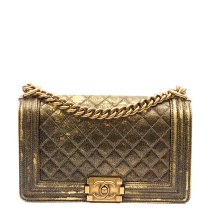 Chanel Shoulder Bag Boy - Medium in Metallic, Crinkled Calfskin Leather — Alternate View 17