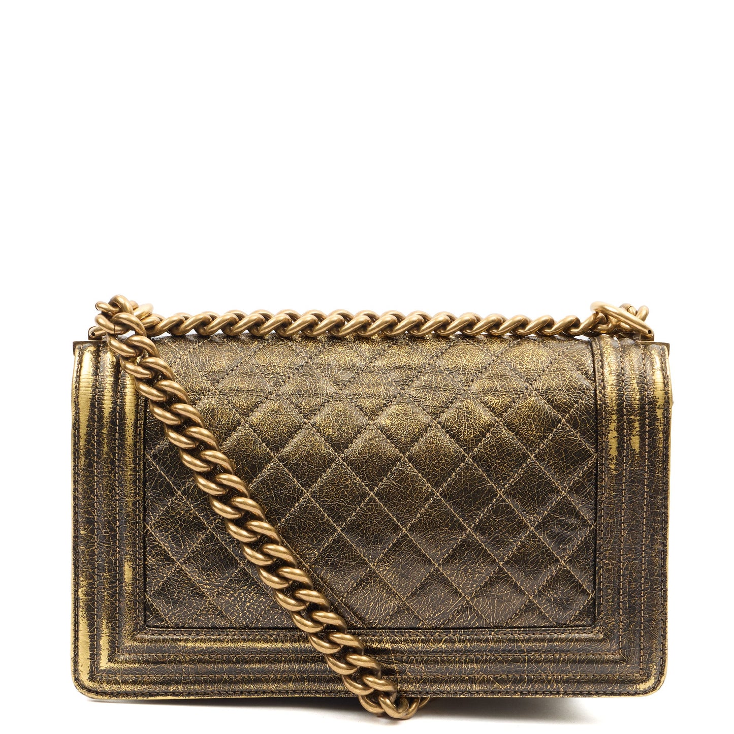 Chanel Shoulder Bag Boy - Medium in Metallic, Crinkled Calfskin Leather — Alternate View 19