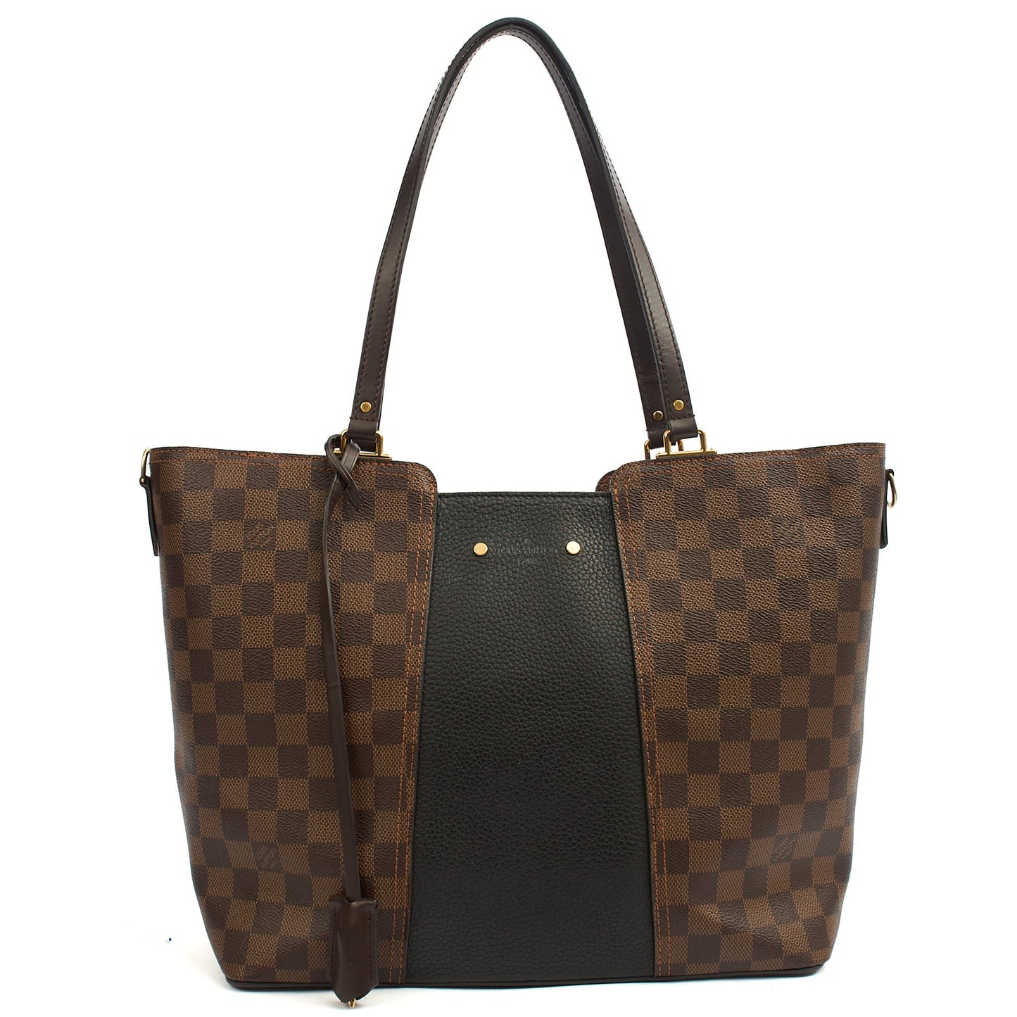 Louis Vuitton Tote Jersey in Damier Ebene, Canvas — Front View
