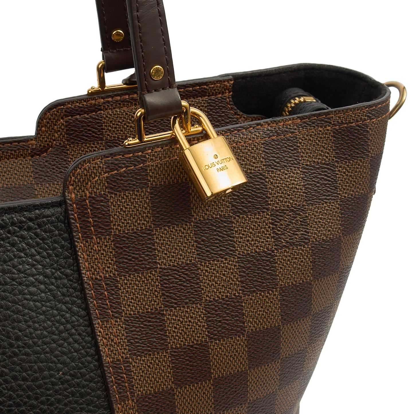 Louis Vuitton Tote Jersey in Damier Ebene, Canvas — Side View