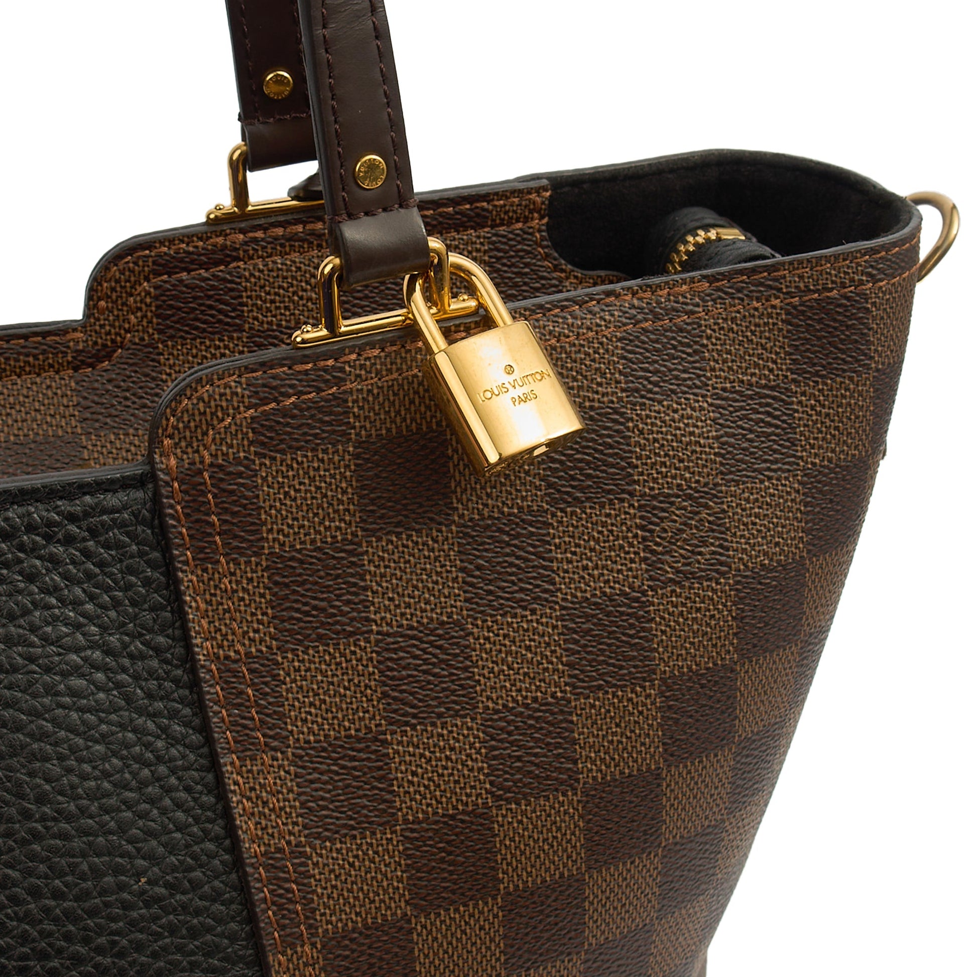 Louis Vuitton Tote Jersey in Damier Ebene, Canvas — Side View