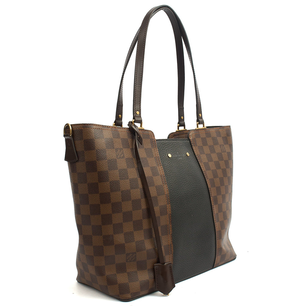 Louis Vuitton Tote Jersey in Damier Ebene, Canvas — Back View