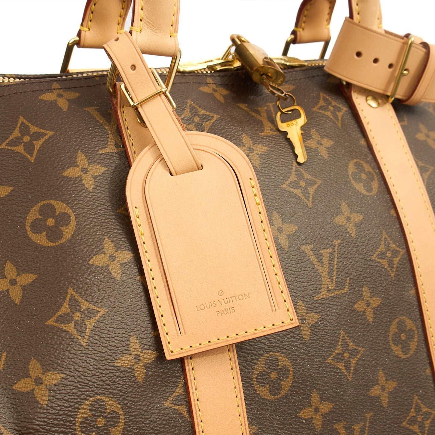 Louis Vuitton Soft Sided Keepall 55 Bandouliere in Monogram, Canvas — Side View