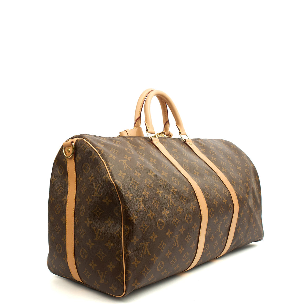 Louis Vuitton Soft Sided Keepall 55 Bandouliere in Monogram, Canvas — Back View
