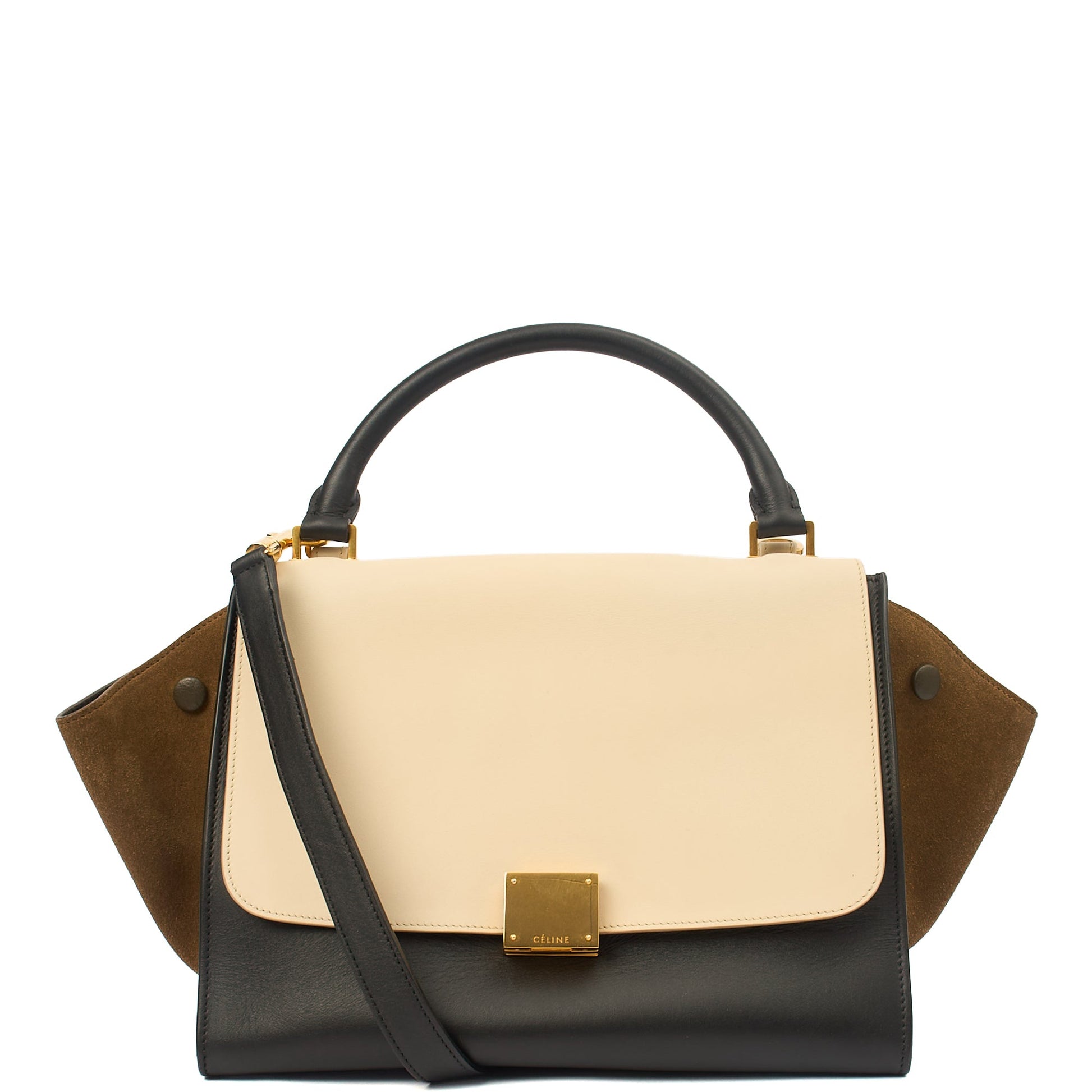 Celine Cross Body Trapeze - Medium in Neutral, Leather — Front View