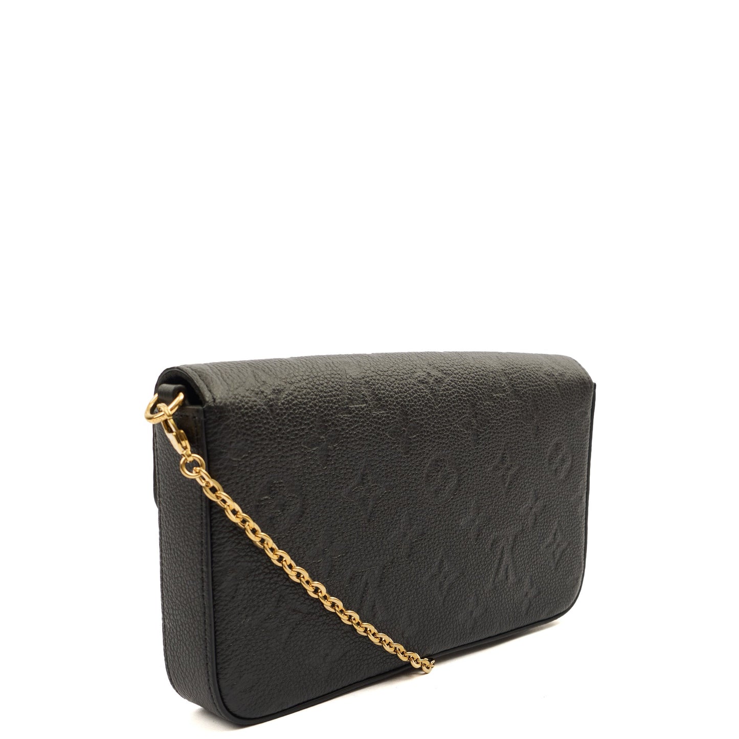 Louis Vuitton Cross Body Felicie Pochette in Black, Calfskin Leather — Side View