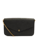 Louis Vuitton Cross Body Felicie Pochette in Black, Calfskin Leather — Front View