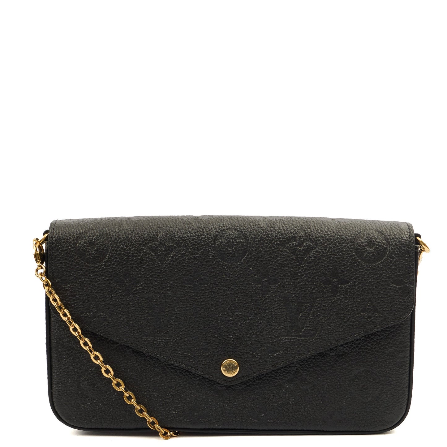 Louis Vuitton Cross Body Felicie Pochette in Black, Calfskin Leather — Front View