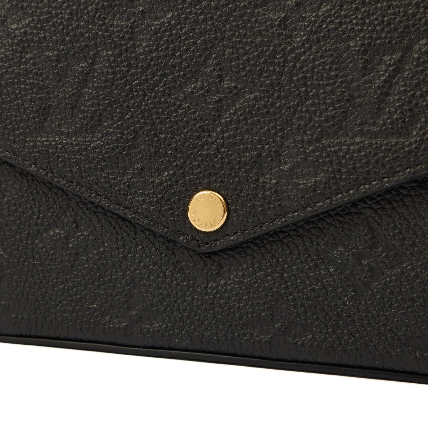 Louis Vuitton Cross Body Felicie Pochette in Black, Calfskin Leather — Detail View
