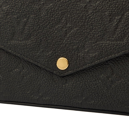 Louis Vuitton Cross Body Felicie Pochette in Black, Calfskin Leather — Detail View