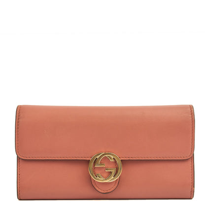 Gucci Purse Continental Wallet in Pink, Leather — Front View