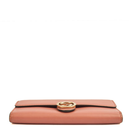 Gucci Purse Continental Wallet in Pink, Leather — Detail View