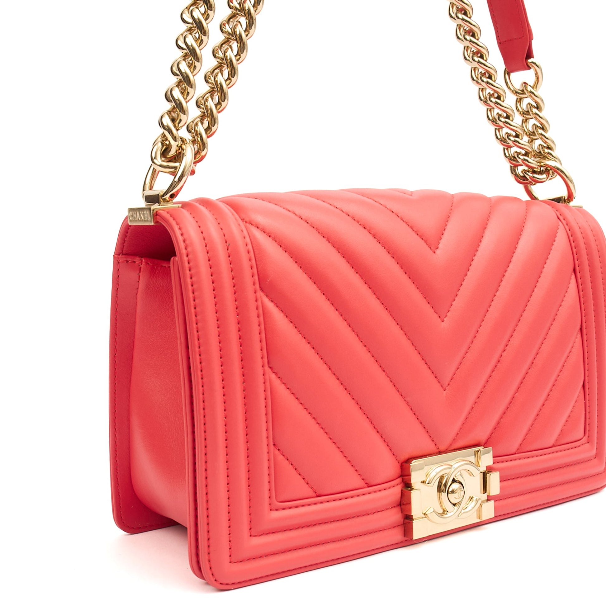 Chanel Shoulder Bag Boy - Medium in Pink, Calfskin Leather — Alternate View 18