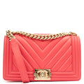 Chanel Shoulder Bag Boy - Medium in Pink, Calfskin Leather — Front View