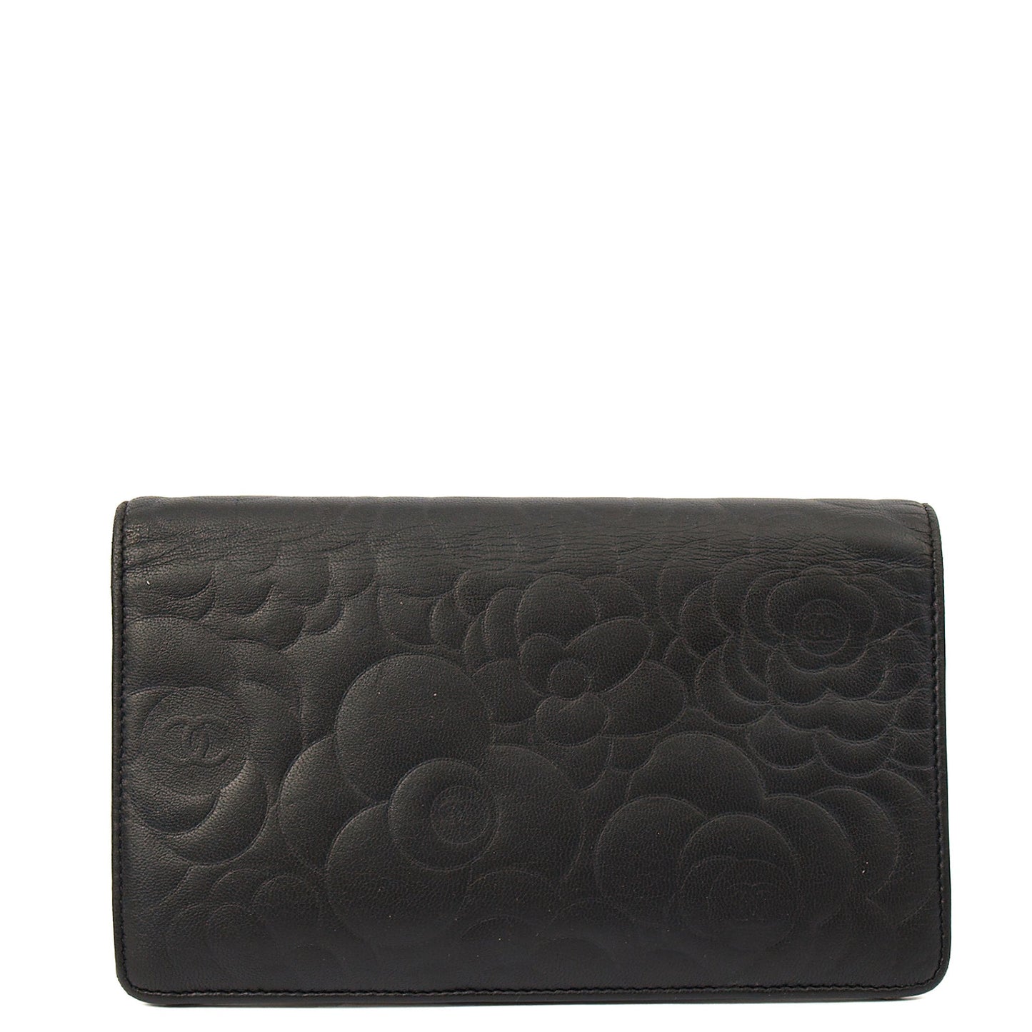 Chanel Wallet Camellia - Wallet in Black, Lambskin Leather — Top View