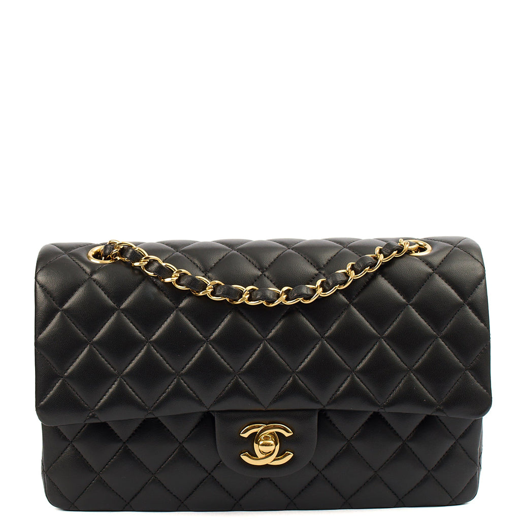 Chanel Classic Double Flap - Medium in Black, Lambskin Leather — Front View
