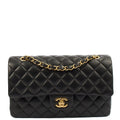 Chanel Classic Double Flap - Medium in Black, Lambskin Leather — Front View