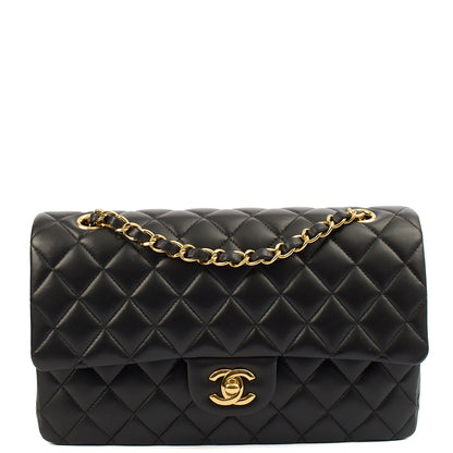 Chanel Classic Double Flap - Medium in Black, Lambskin Leather — Front View