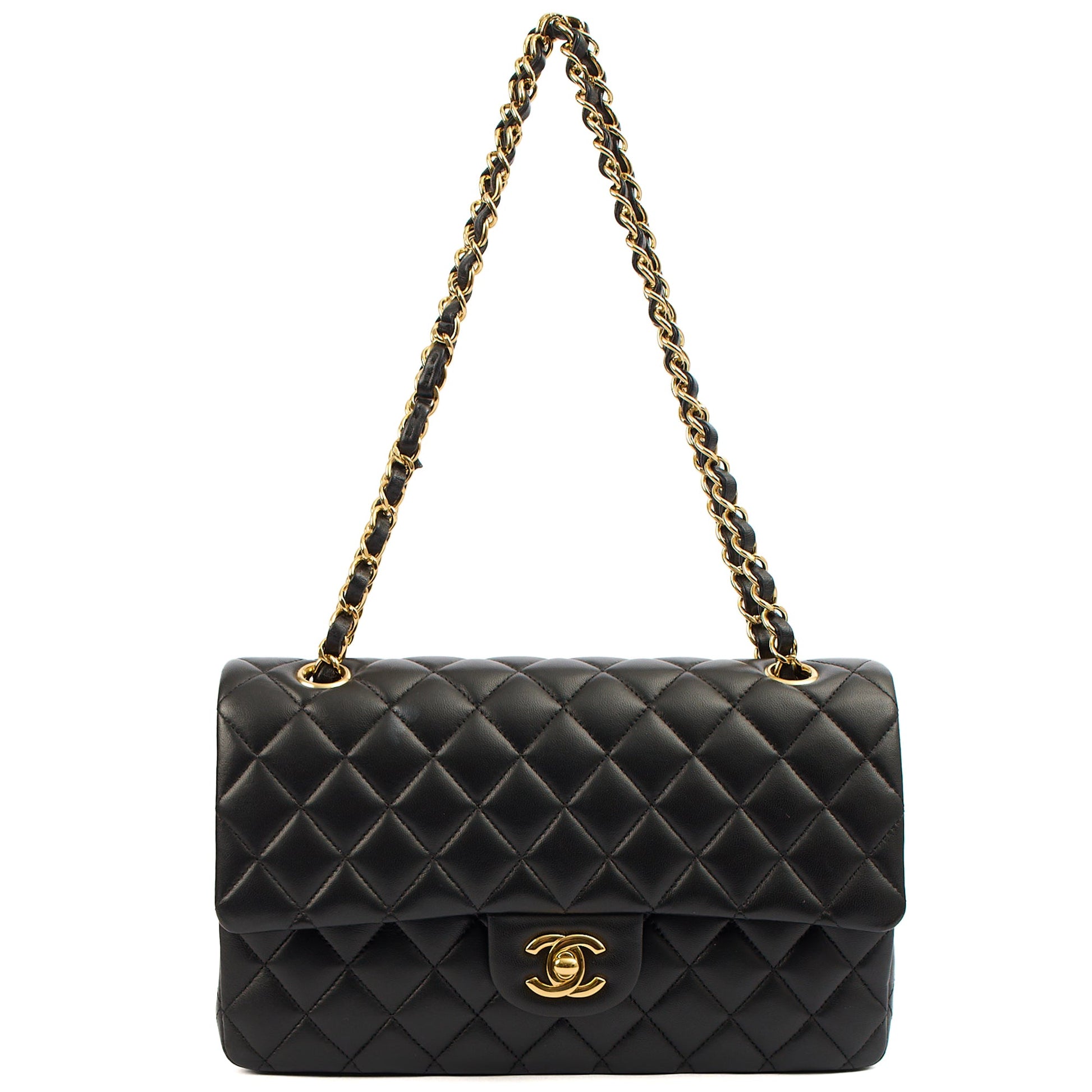 Chanel Classic Double Flap - Medium in Black, Lambskin Leather — Lifestyle View