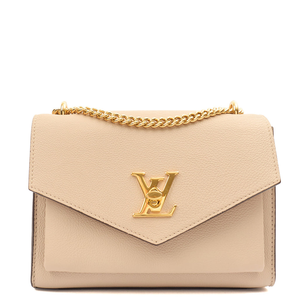 Louis Vuitton Shoulder Bag Mylockme Chain Bag in Neutral, Calfskin Leather — Front View