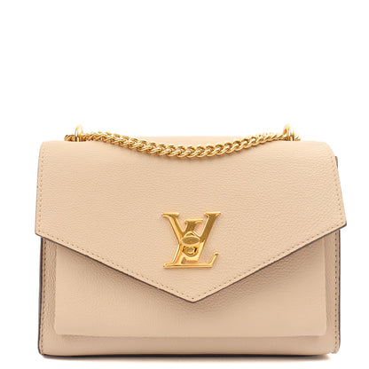 Louis Vuitton Shoulder Bag Mylockme Chain Bag in Neutral, Calfskin Leather — Front View