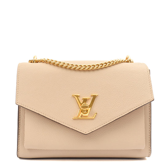 Louis Vuitton Shoulder Bag Mylockme Chain Bag in Neutral, Calfskin Leather — Front View