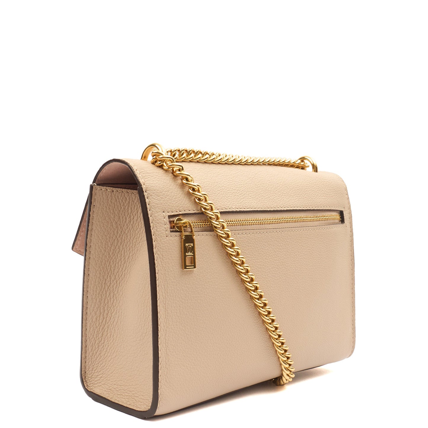 Louis Vuitton Shoulder Bag Mylockme Chain Bag in Neutral, Calfskin Leather — Back View