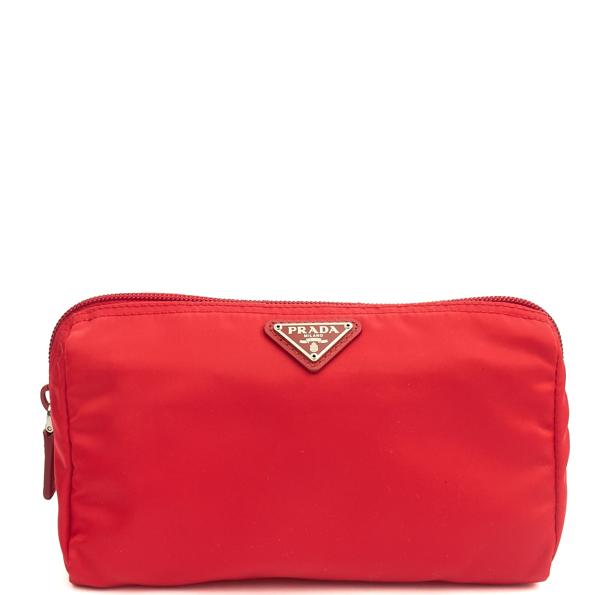 Prada Clutch Pouch in Red, Nylon — Front View